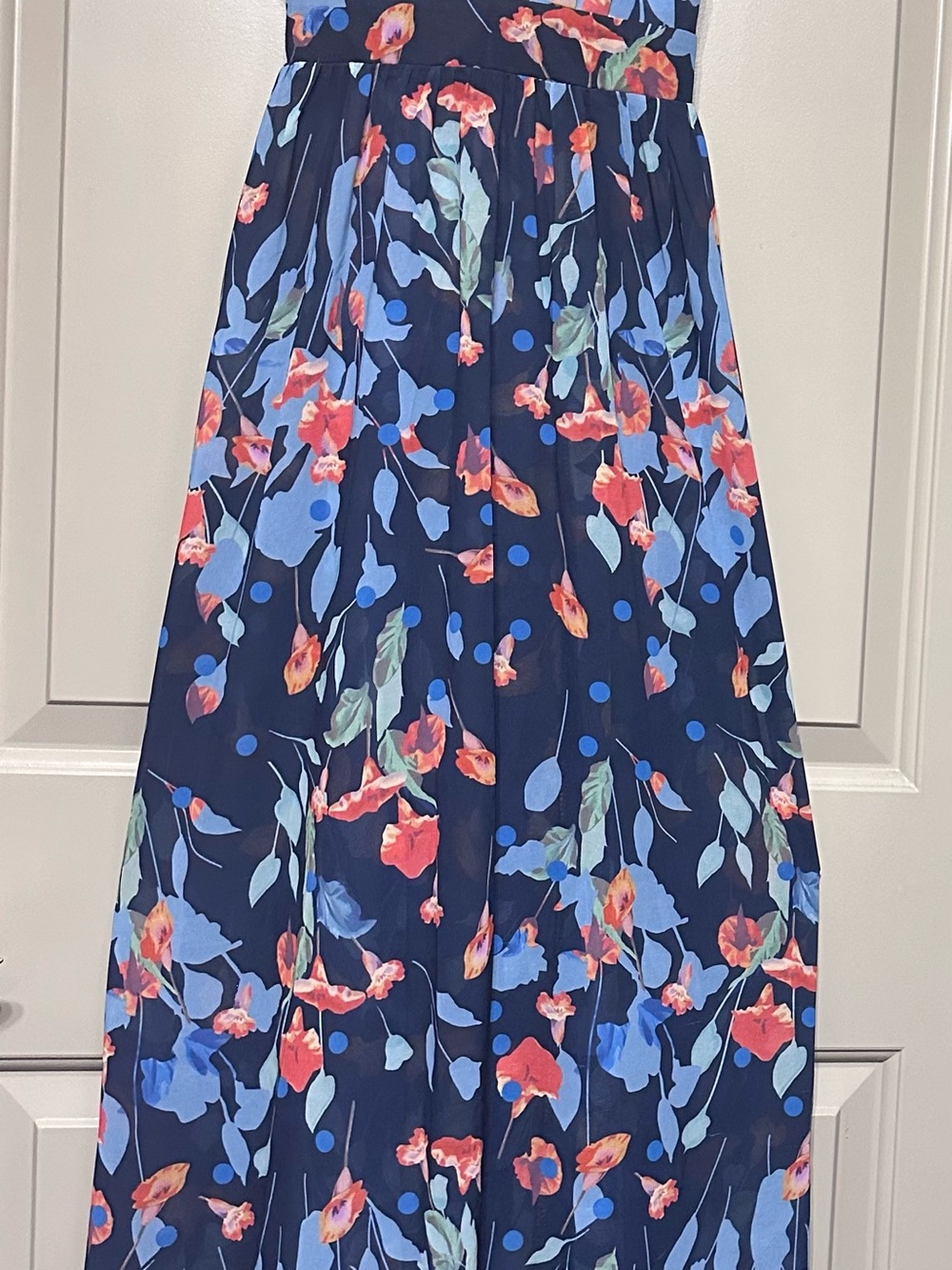 Sheer Floral Navy A-Line Maxi Dress - Navy Floral